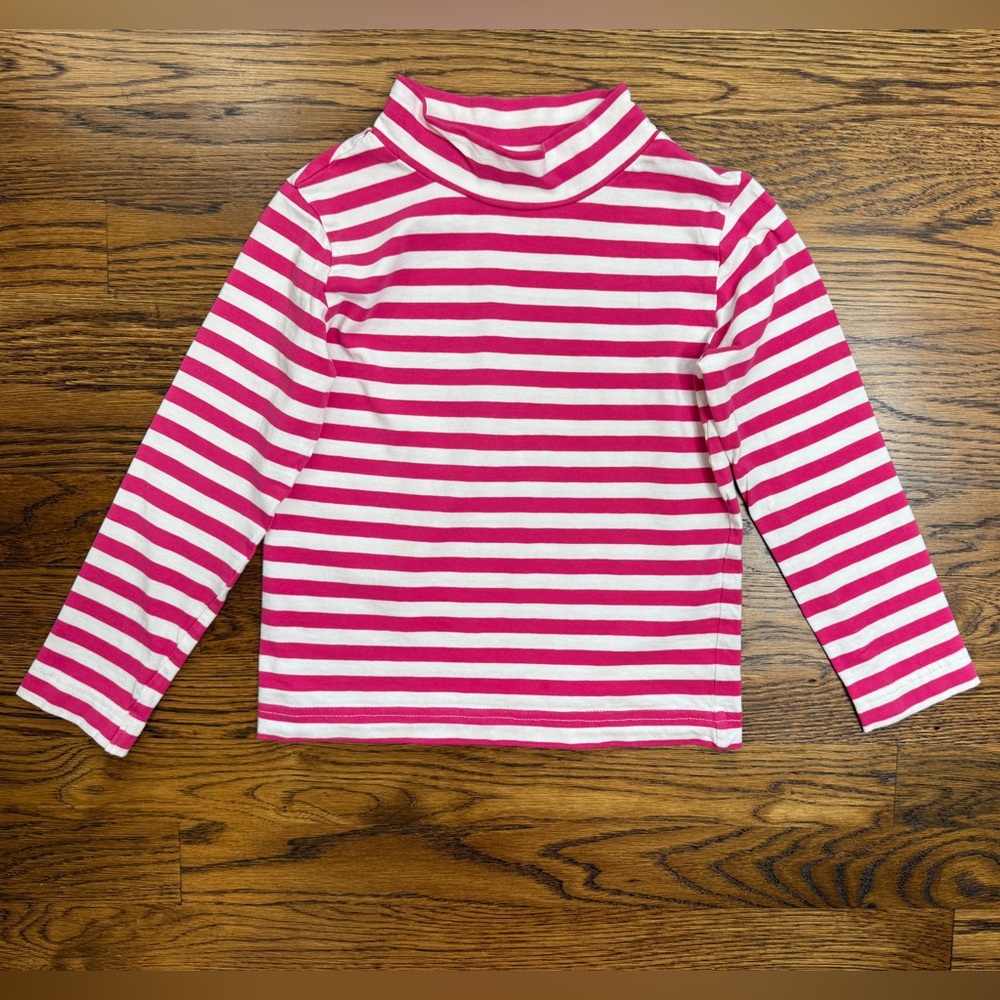 Florence Eiseman Pink and White Striped Mock Neck Long Sleeve Top Size 6